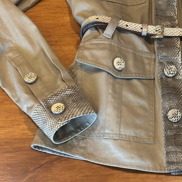 DOLCE & GABBANA RUNWAY COTTON & SNAKESKIN BELTED JACKET EUC SAFARI STYLE SZ S 38 - Picture 5 of 17
